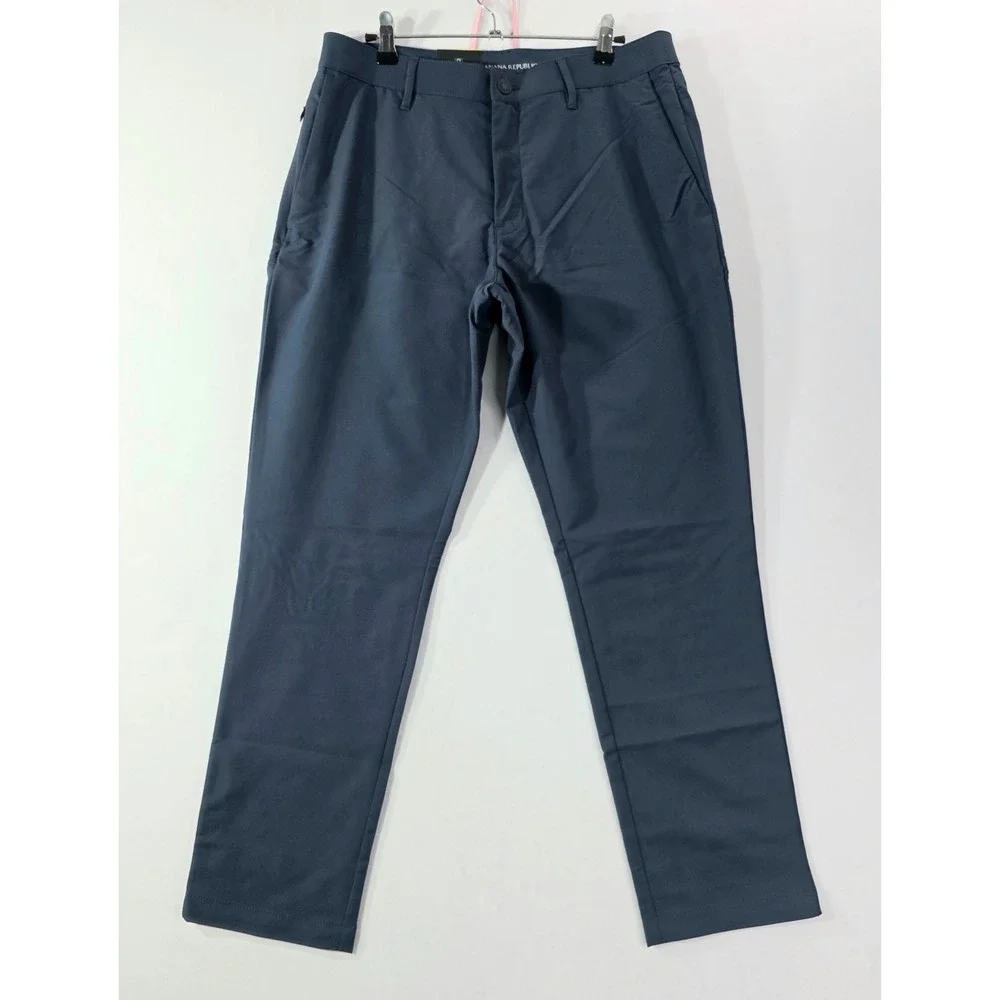 Banana Republic Mens Slim Fit Flat Front Pants Blue Stretch Wicking (Tag 32x29)